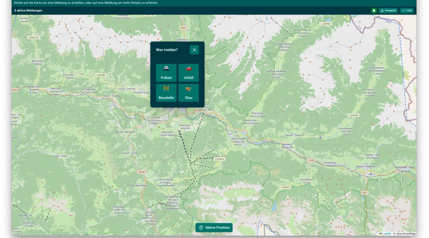 Screenshot of the carpf.it map interface